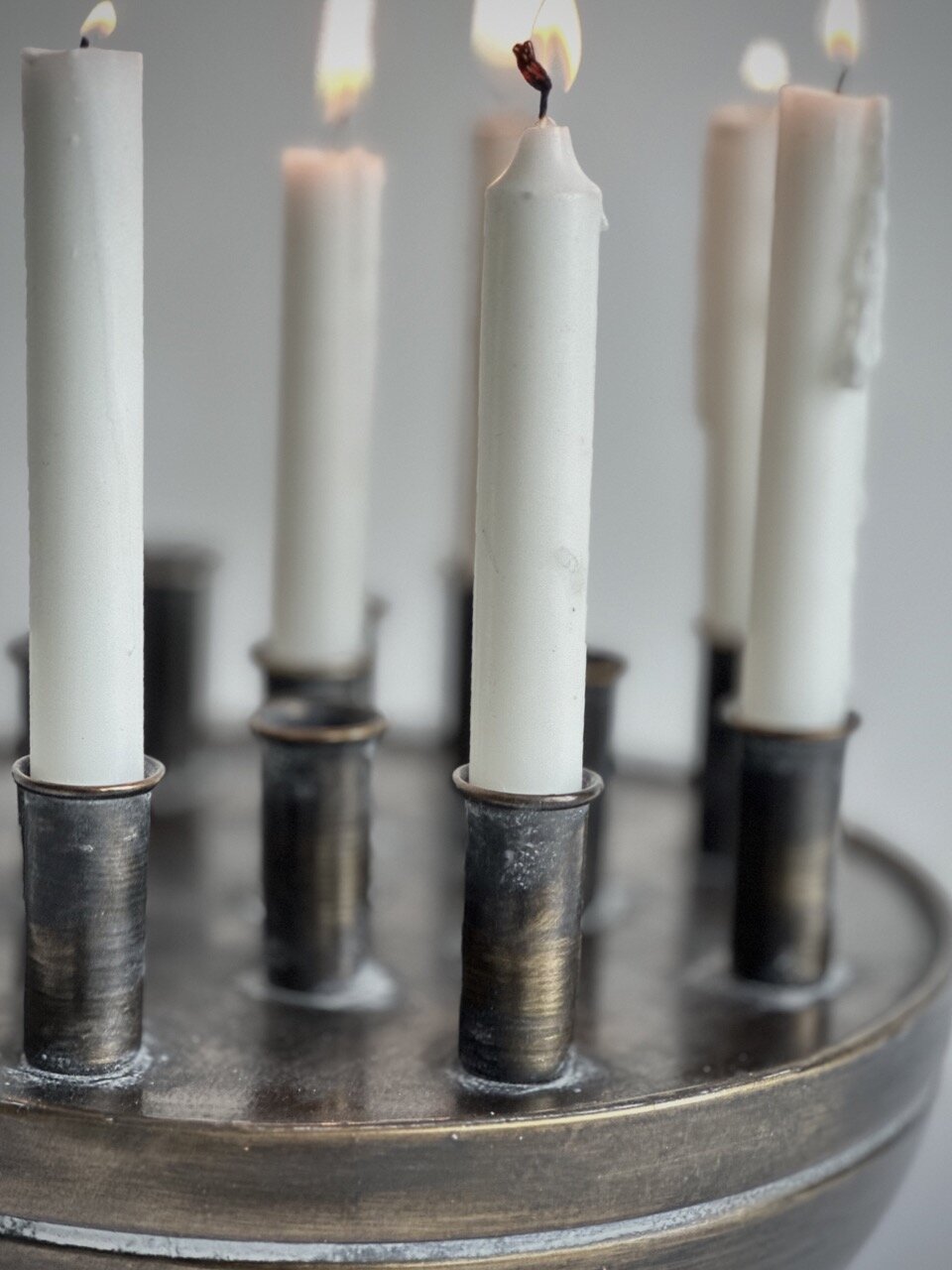 TOLLO table candle holder for 12 candles, antique brass