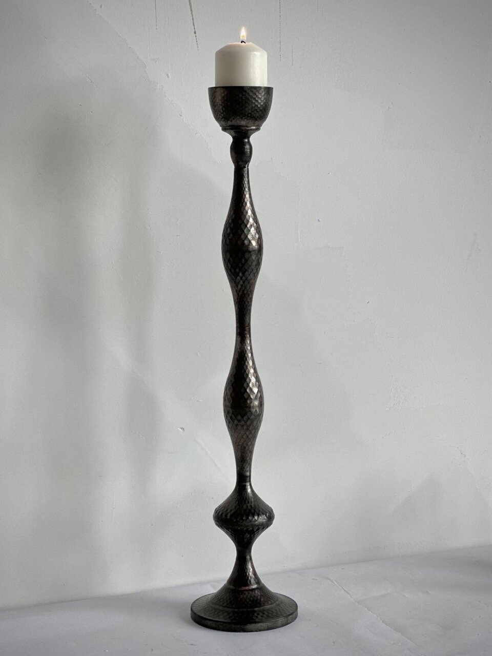 TARO - L - large table candle holder, antique brass