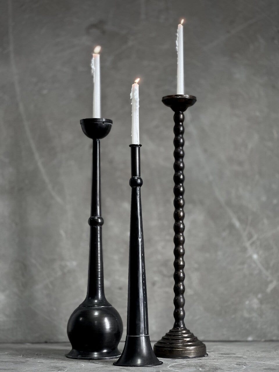 MILES candle holder, antique black