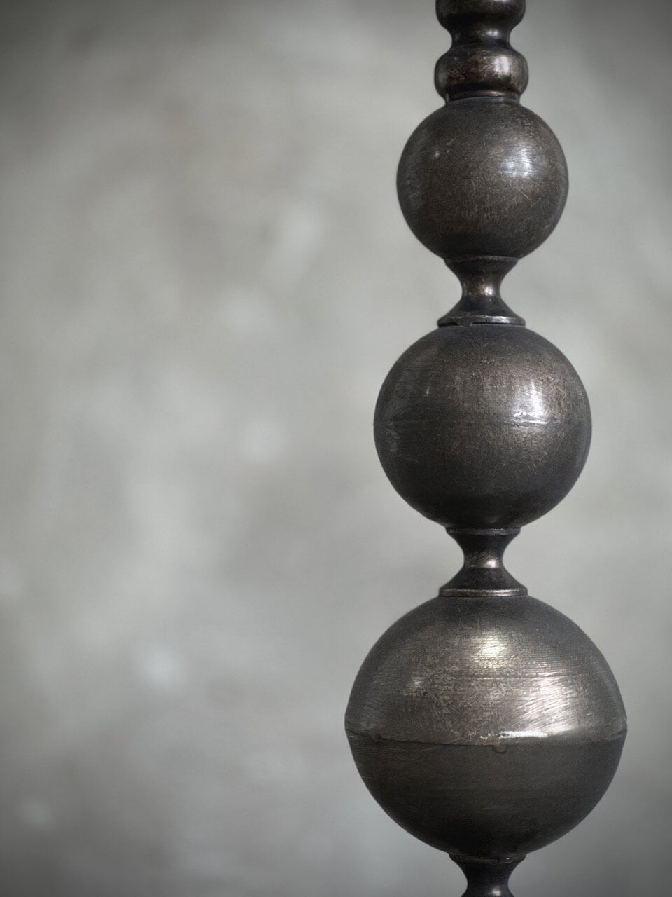 GONG metal lamp with black cotton shade, antique brown