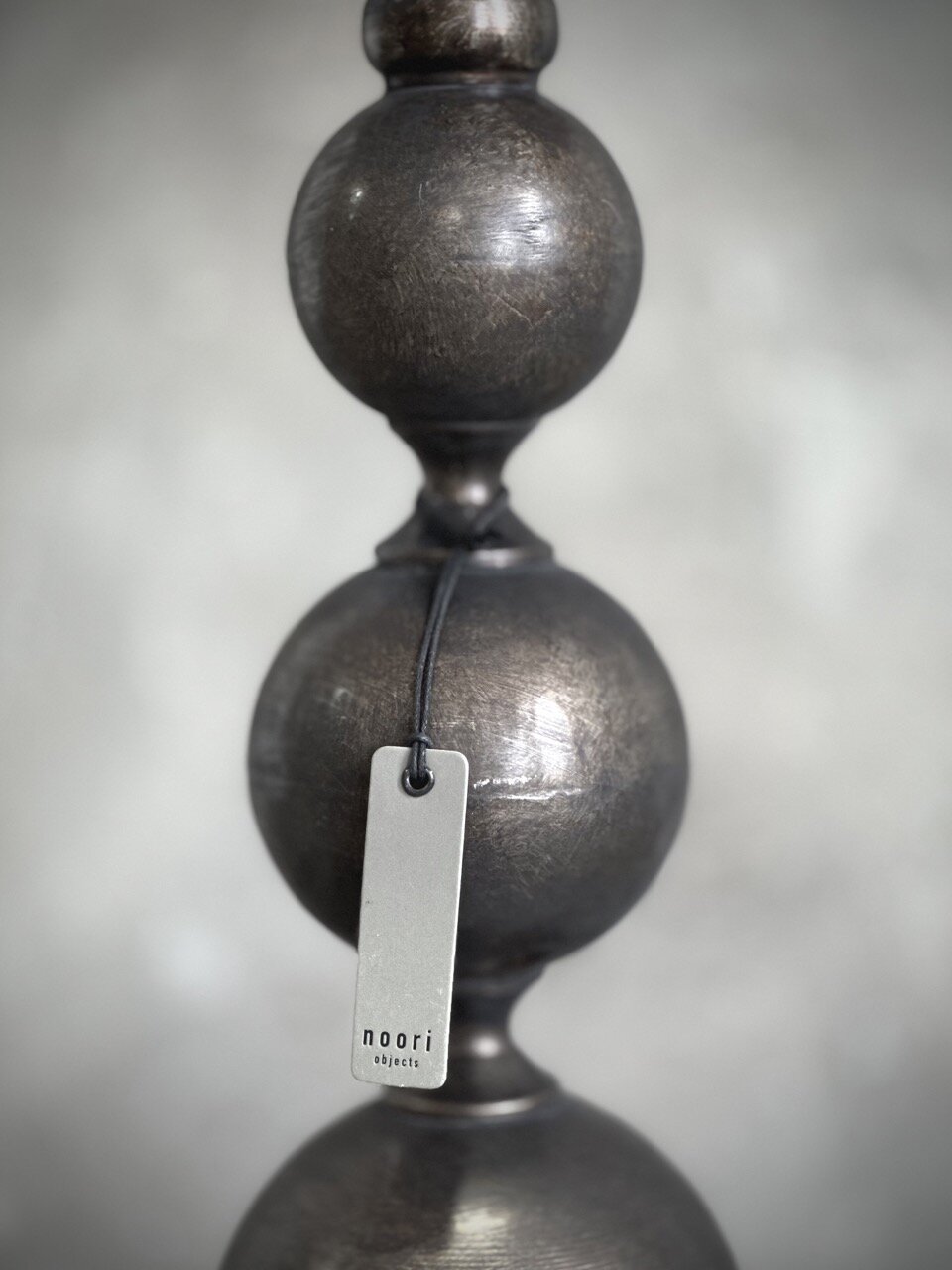 GONG metal lamp with black cotton shade, antique brown