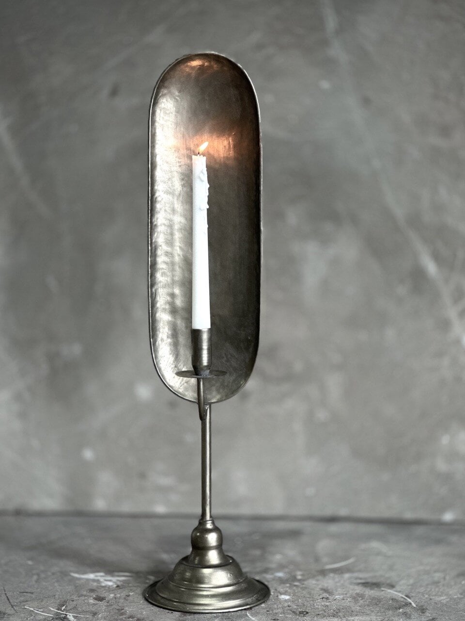 NOON candle holder, antique silver
