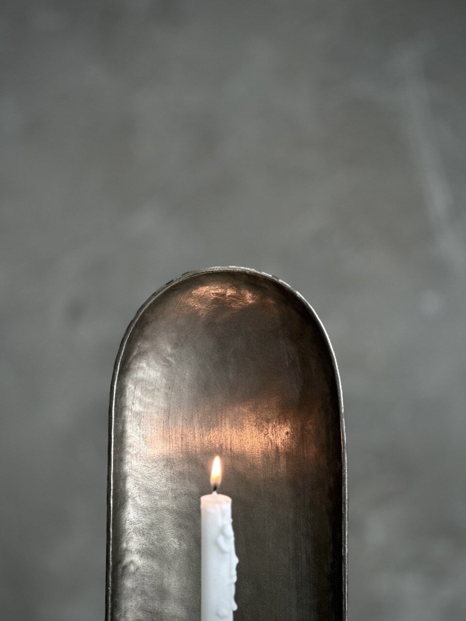 NOON candle holder, antique silver