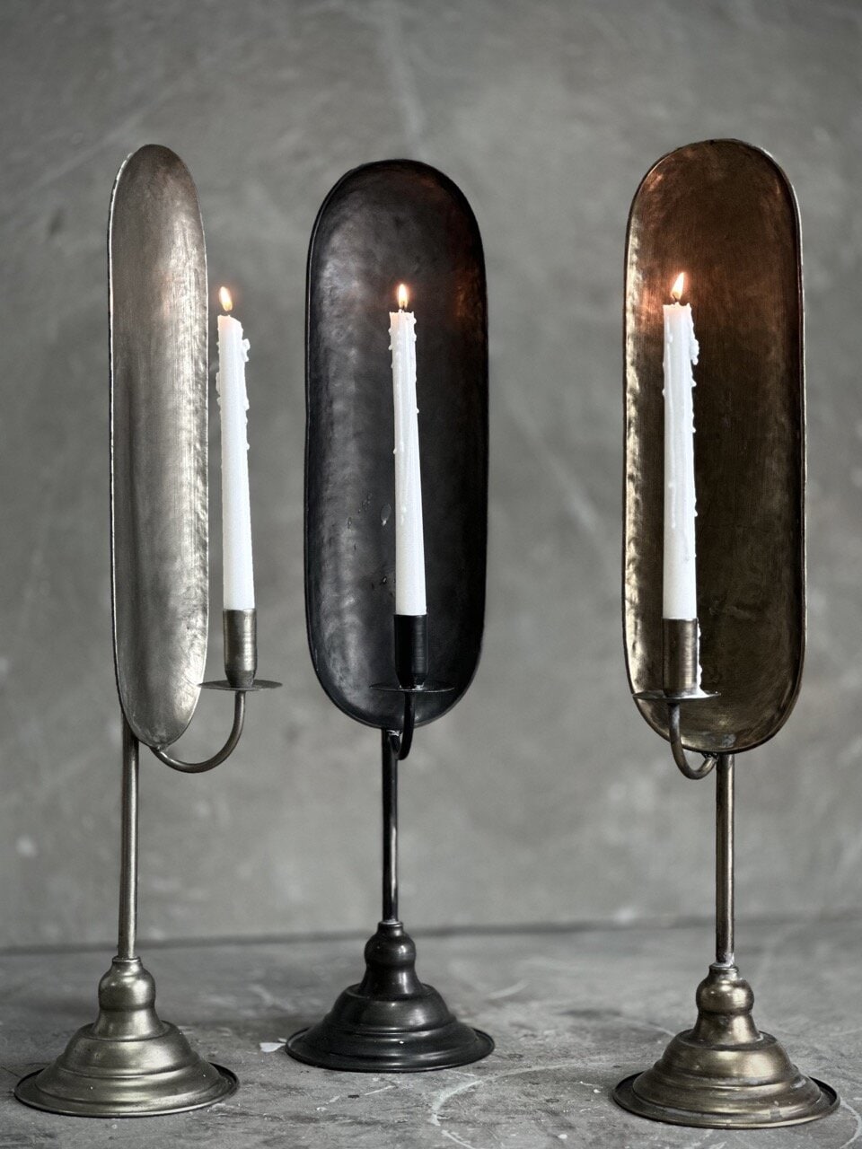 NOON candle holder, antique silver