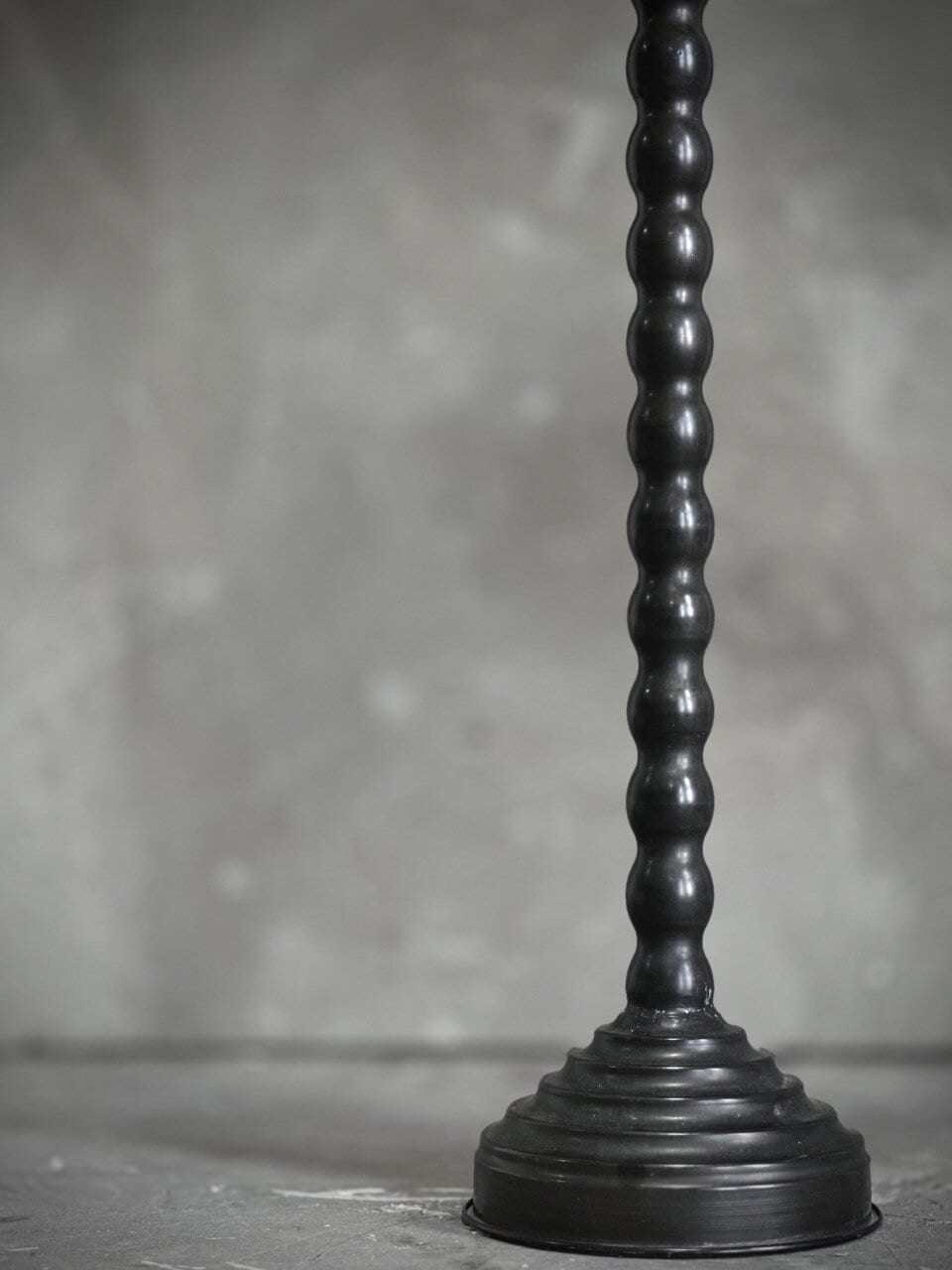 BOLLE metal lamp with black cotton shade, antique black