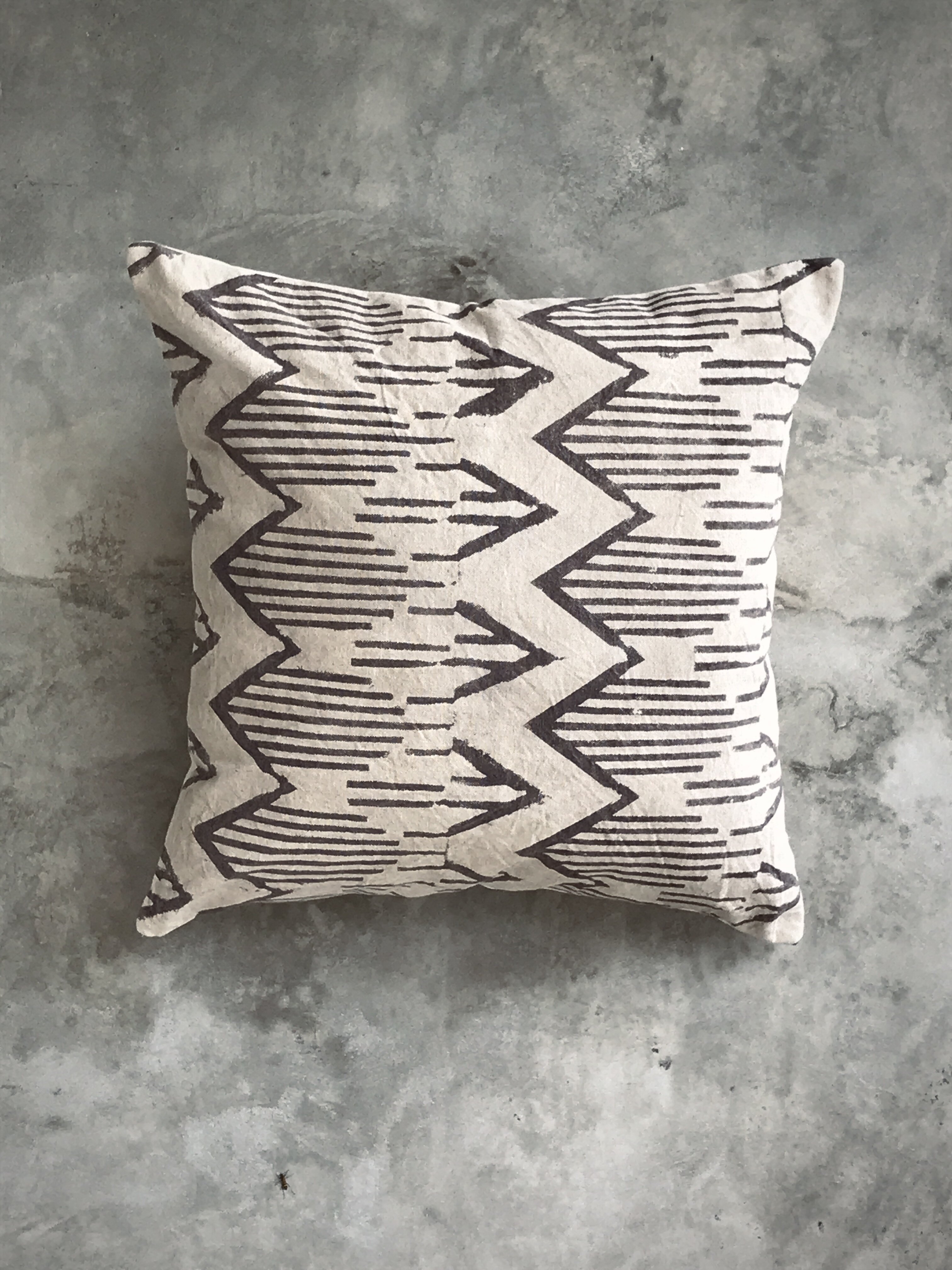BONNIE, canvas cushion cover, off-white/brown