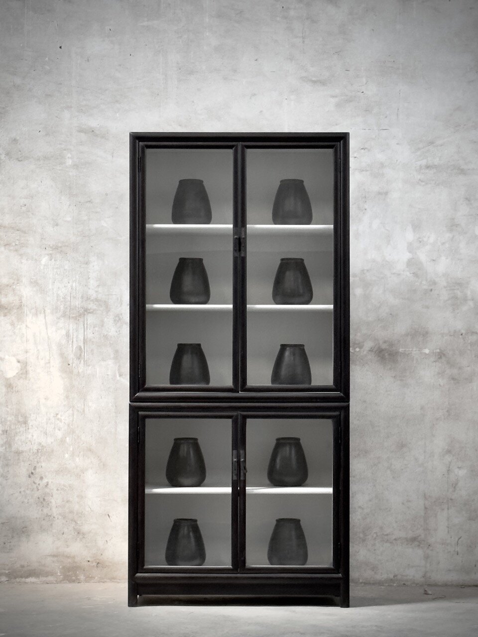 ZHANG cabinet 2 parts,china black & vintage white