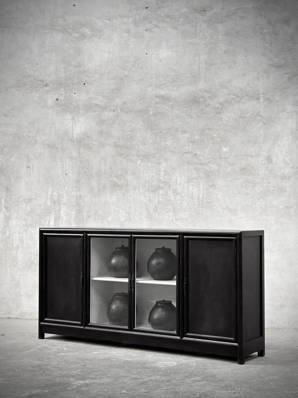ZHANG sidetable-cabinet, china black & vintage white
