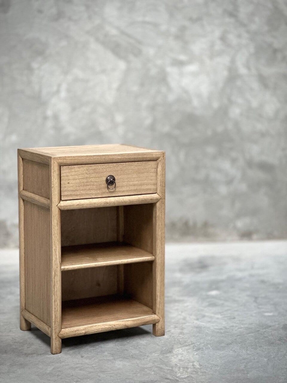 RAY bedside table-small cabinet open, natural