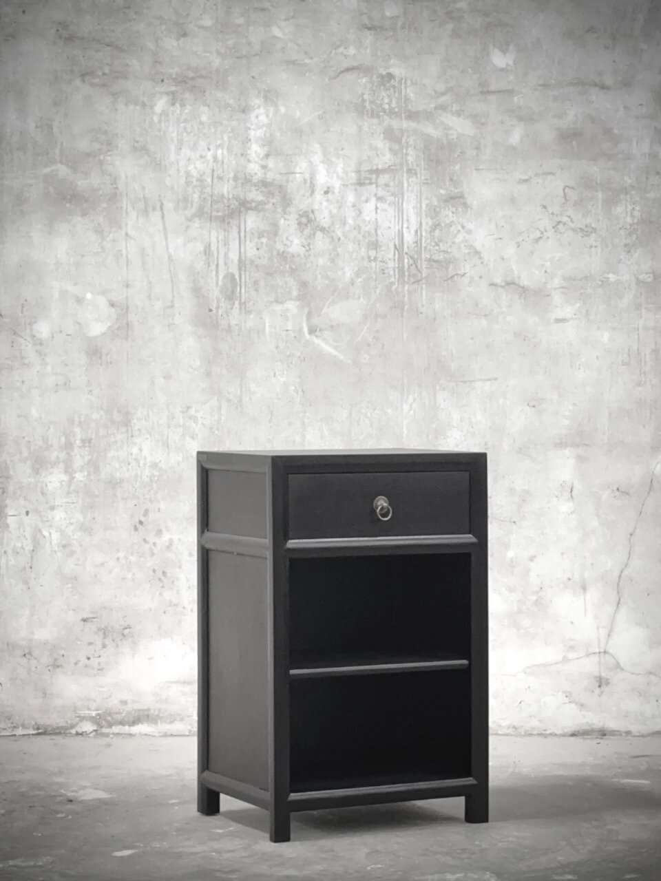 RAY bedside table-small cabinet open, black