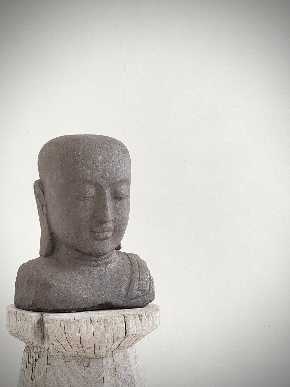 BUDDHA HEAD large, brown antique