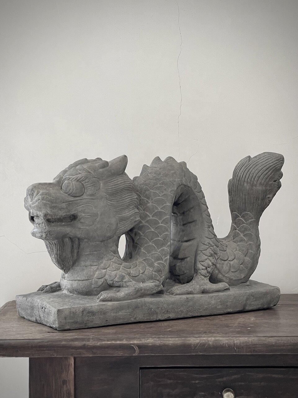 DRAGON statue, grey wash