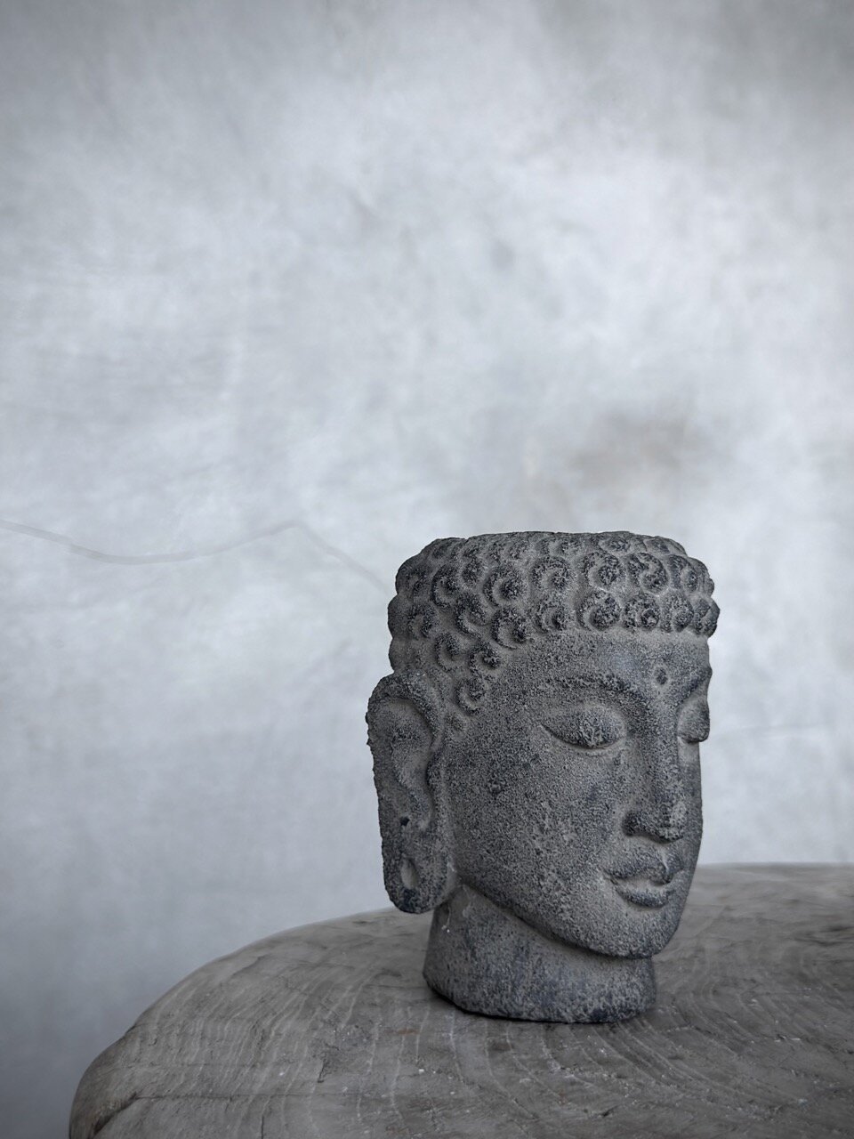 YONO set 3 buddha stone candle holders, grey wash
