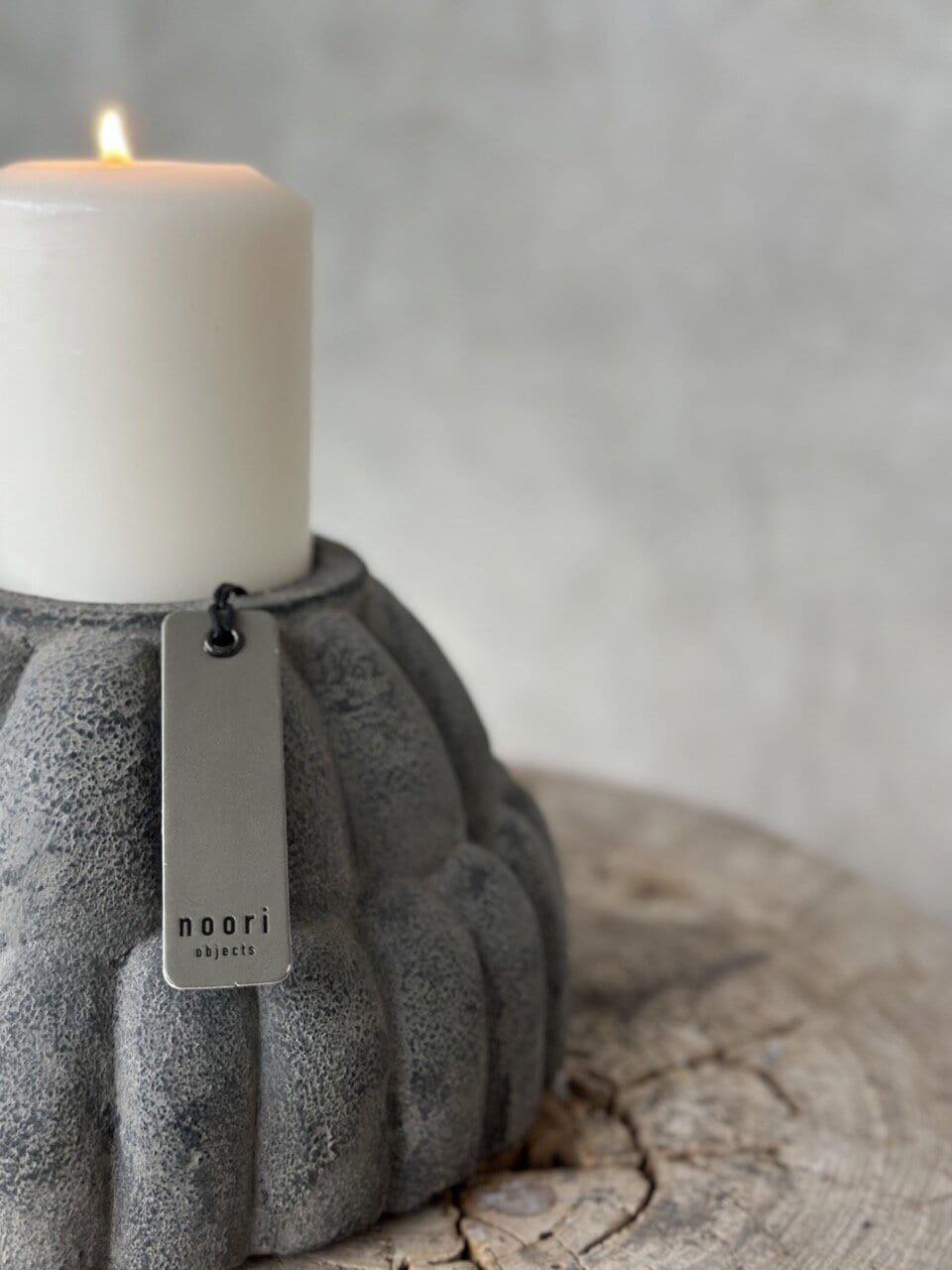 WATI stone candle holder large, grey wash