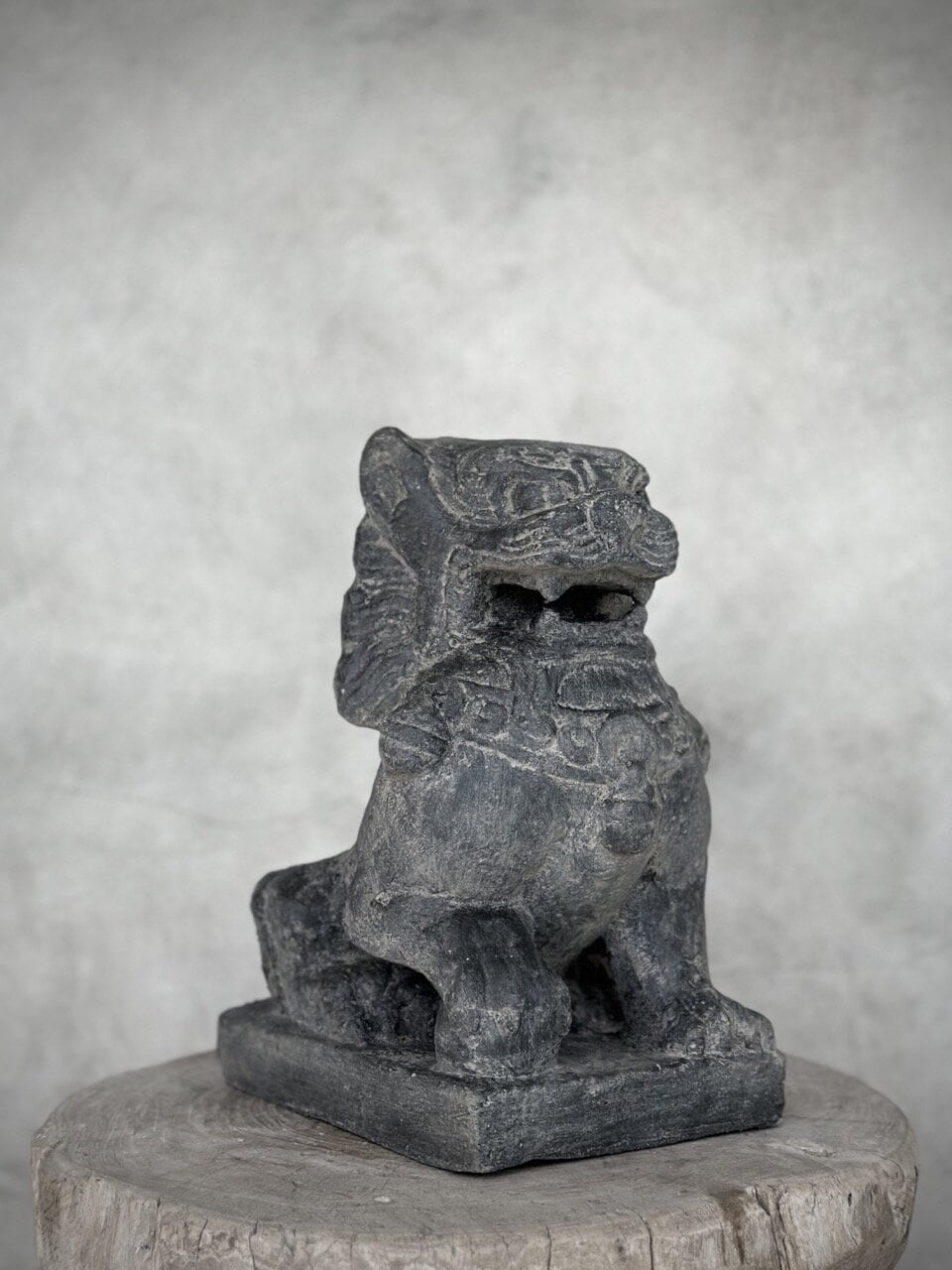 SHI stone lion statue, grey wash