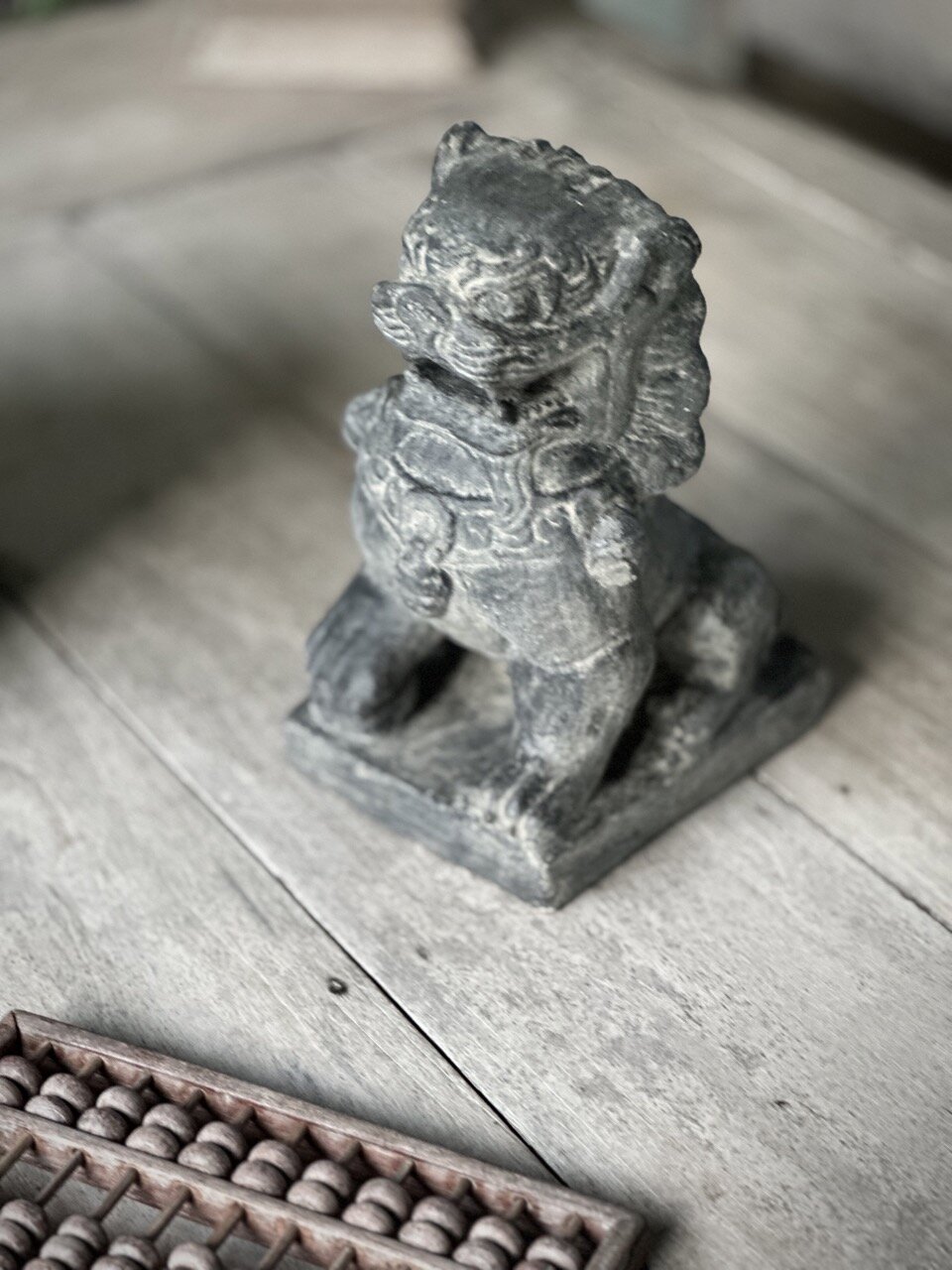 SHI stone lion statue, grey wash
