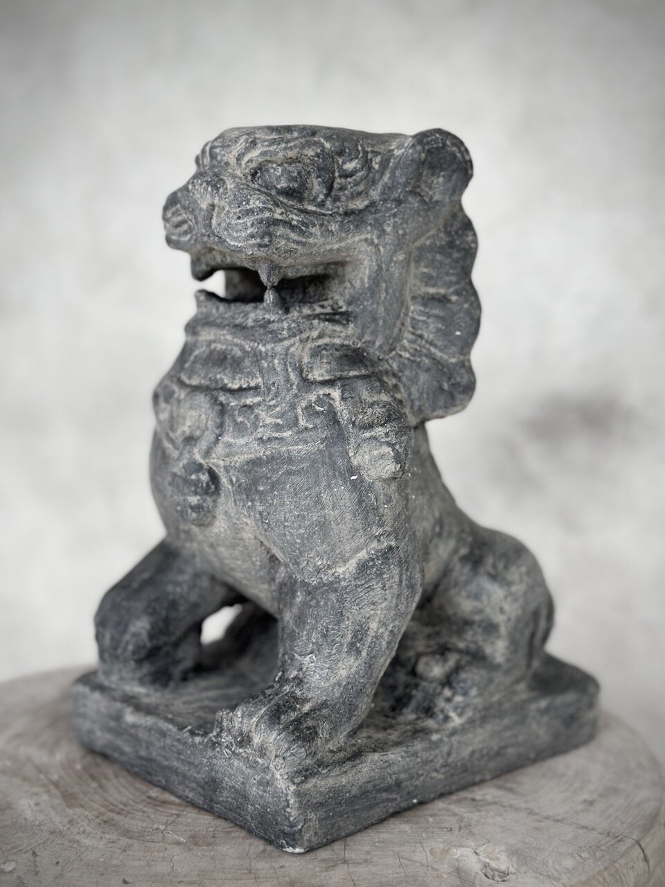 SHI stone lion statue, grey wash