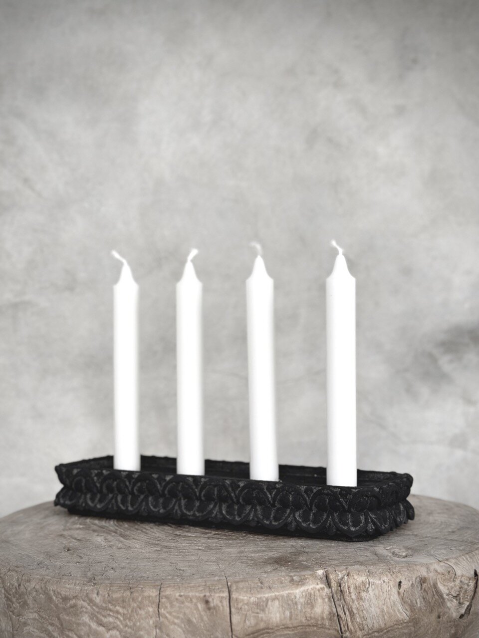 ADVENTUS stone advent candle holder, black antique