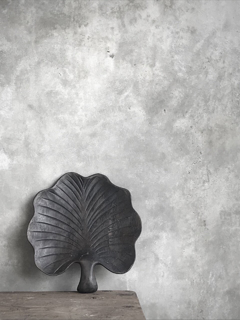 GINKO LEAF wood carved, antique black